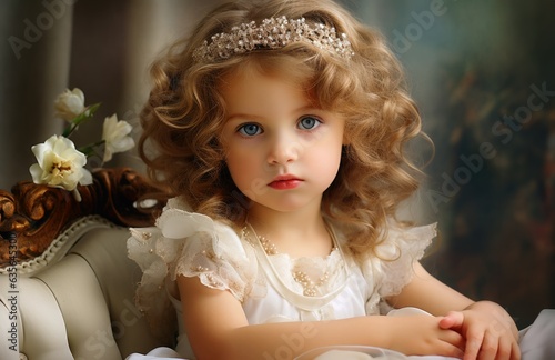 Portrait of a little princess girl with a prissy look.