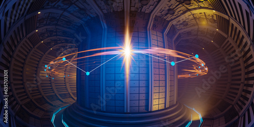 nuclear fusion reactor tokamak concept background, 3d rendering