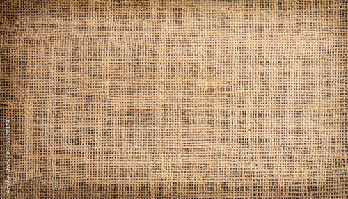 Brown burlap with beautiful canvas texture of brown fabric in retro style for placing advertising text or other inscription