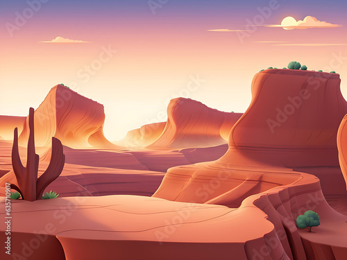 Vector seamless desert landscape. cartoon banner