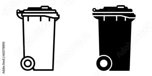 ofvs447 OutlineFilledVectorSign ofvs - garbage can vector icon . rubbish bin sign . side view . isolated transparent . black outline and filled version . AI 10 / EPS 10 / PNG . g11788