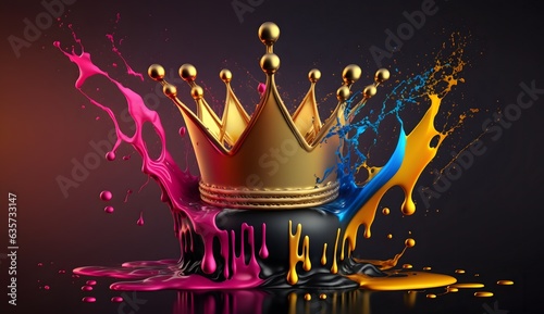 Liquid crown acrylic ink paint splash, abstract background in water