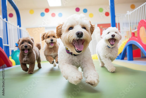 Dog daycare concept. 