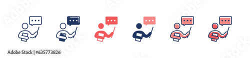 business public speech icon vector seminar coaching presentation symbol illustration people speaking lecture design