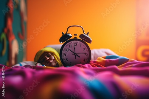 Colorful alarm clock. Generate Ai