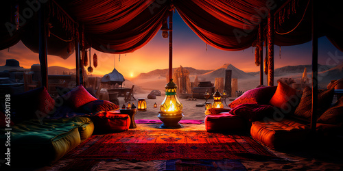 inside bedouin tent background