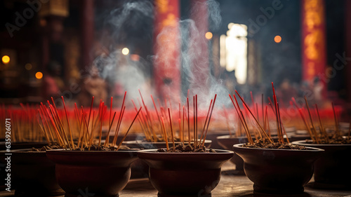 bowls with incense sticks aroma