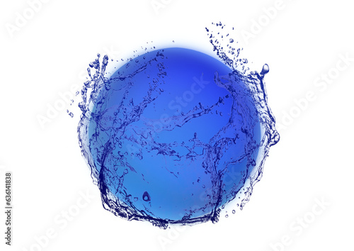 抽象的な青い水しぶきと青い気泡の3dイラスト