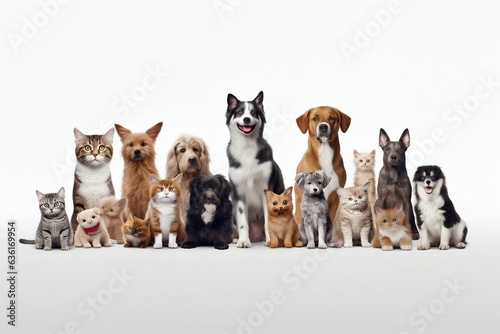 Multiple Cats and Dogs on transparent Background, Generative AI