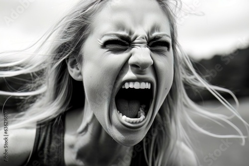 Exhausted Girl's Symbol of Burnout: Girl Screaming in Anger