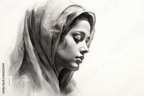 Portrait of a beautiful girl with a veil on her head.