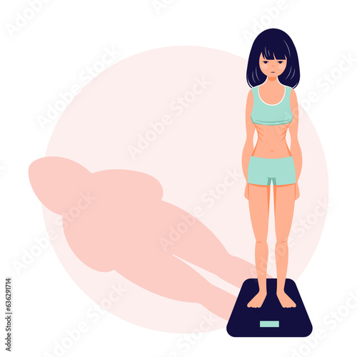 Eating disorder concept anorexia bulimia problem flat person illustration