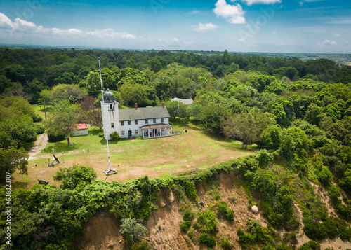 Horton Point Lighthouse, Southold Long Island New York as seen from above.