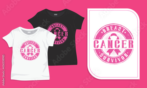 Breast cancer survivor vintage badge t-shirt design.