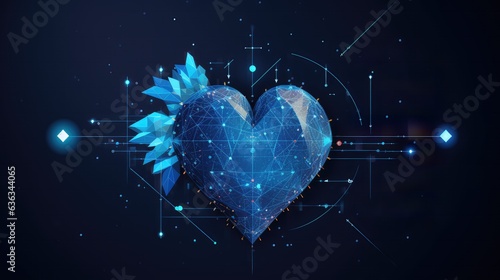 3d, Three-dimensional, Computerized heart, Ice, Background, Polygonal, Wallpaper, Frozen, Wallpaper. HEART OF ICE. 3D Abstract concet art. Representation of a cool-hearted personality.