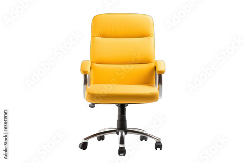Yellow office chair isolated on white background. Generative AI