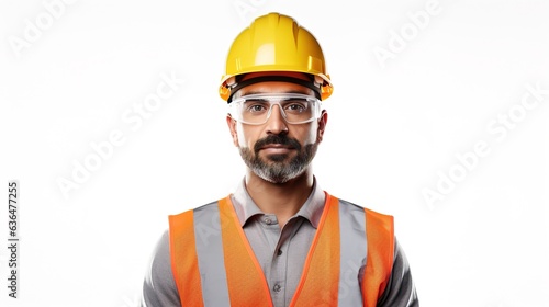 construction workers wear hard hats and an engineer wears a helmet for safety. on white background