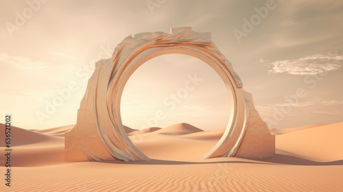 A sand art sculpture emerges in the heart of the desert, embodying the ethereal aesthetic. This masterpiece, crafted from the grains of the desert itself, blurs the boundaries between nature and art