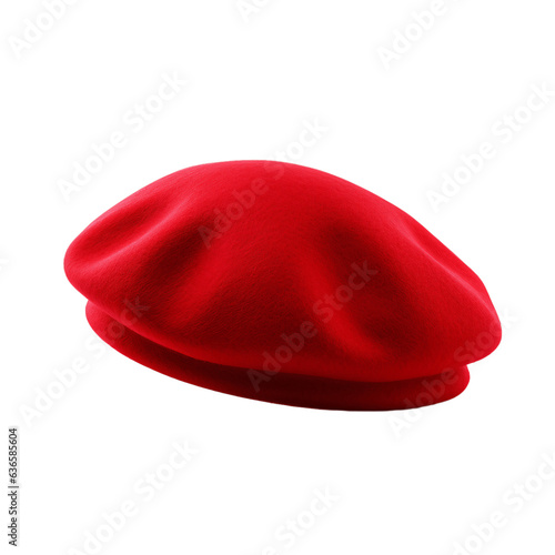 Red beret isolated on transparent background