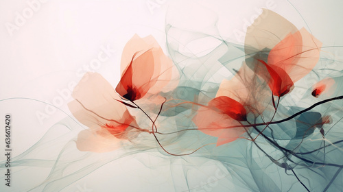Tło kwiaty - nowoczesna sztuka abstrakcyjna. Obraz przestawiający maki w uproszczonej minimalistycznej formie