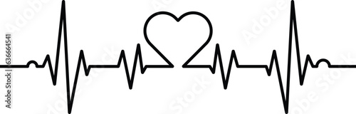 Heart lifeline vector graphic. Nurse appreciation cardiogram ekg with heart.