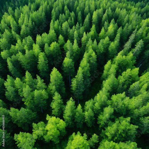 Top down aerial view of a boreal forest
