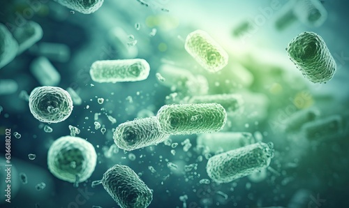 Microscopic Bacterial Analysis - Bacteria in Greenish Liquid Illustration