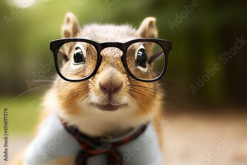 cute squirrel wearing glasses