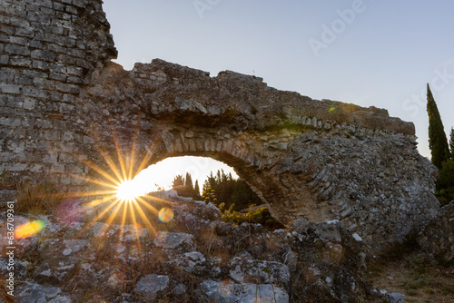 Roman Aqueduct at Barbegal at sunset.