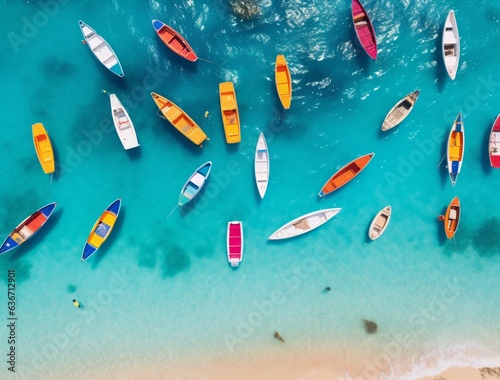 kayaks on the beach Top view Watercolor background wallpaper 