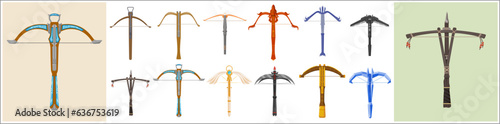 A collection of fantasy crossbow weapons