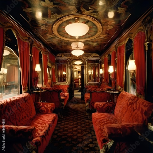 Luxurious train car in belle epoque style