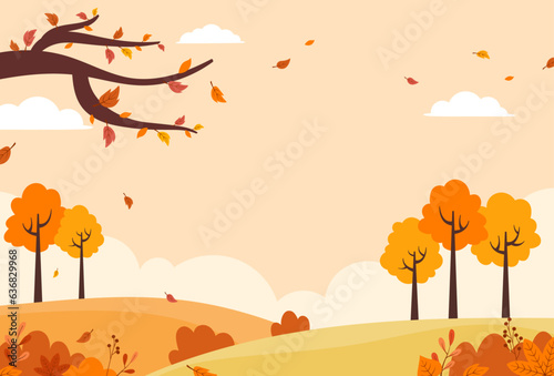 Illustration of natural autumn landscape background