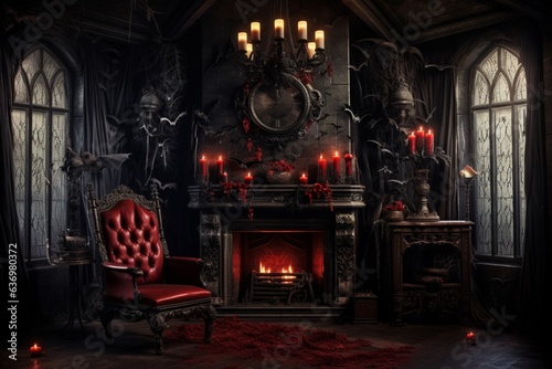 Halloween gothic vampire dark living room