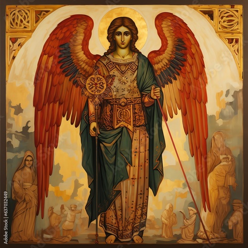 Divine Byzantine Archangel Icon: Reverent Artistry and Spiritual Grace