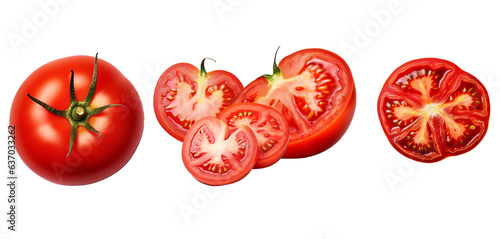Set tomatoes on white background