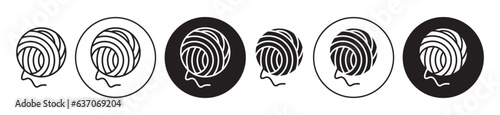 yarn ball icon set. wool thread vector symbol. twine ball sign in black filled and outline.