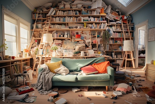 Disorganized and Messy Home Interior