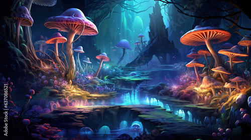 Mushroom in the Forest. Generative Ai