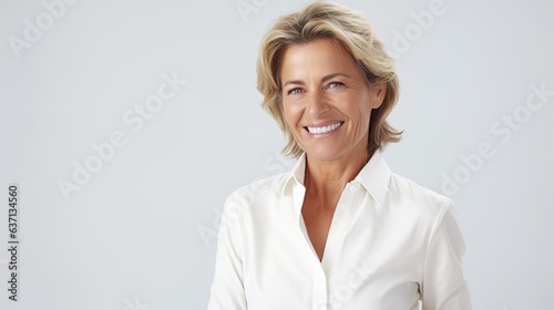 portrait of a senior woman isolated on white background, professional female ceo
