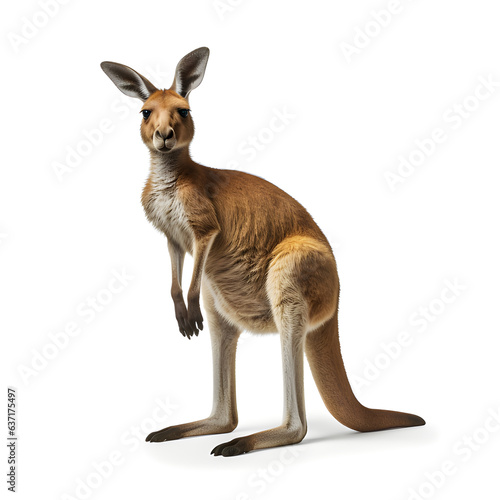 Red kangaroo on white background. AI generetive