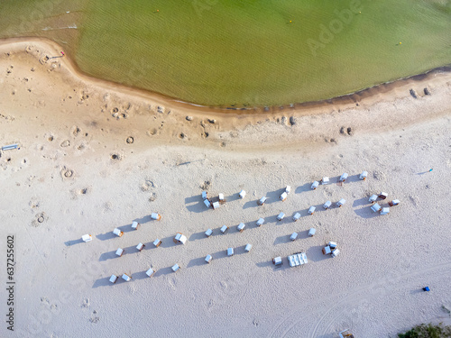 Aerial view landscape, Baltic sea, Kolobrzeg beach, empty beach, sand