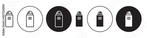 Deodorant icon set. deodorant roll on bottle vector symbol. simple deodorant rollon stick in black filled and outlined style.