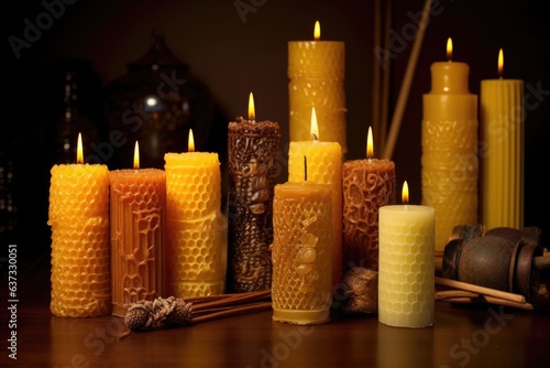 rolled beeswax candles with wick