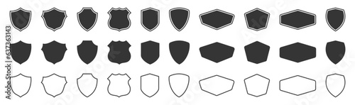 Automotive shield badge template vector set. Blank shield outline border frame vector isolated