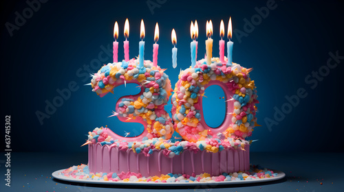 photo 30 birthday celebrating arrangement with birthday cake