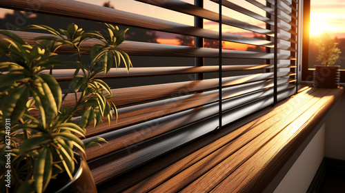 Wooden blinds on the window. Interior
