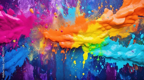 colorful paint splashes on a dark background, abstract background.