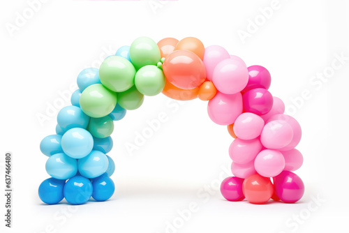 Vibrant Balloon Art in a Unique Arch Isolated on White - Immerse yourself in the celebration of colors as an exquisite balloon art arch graces the scene. 3D Rendering