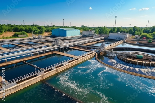 Wastewater treatment plant, top view.